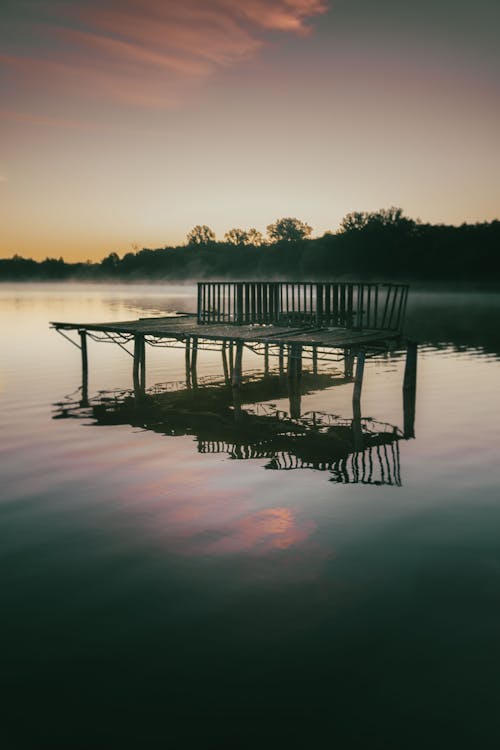 Wooden Platform in the Middle of a Lake