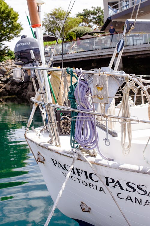 Ropes Tied on the Deck of a Boat