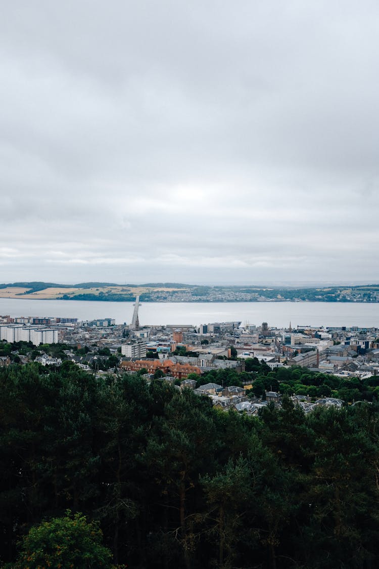 High Angle View Of A Town And River 