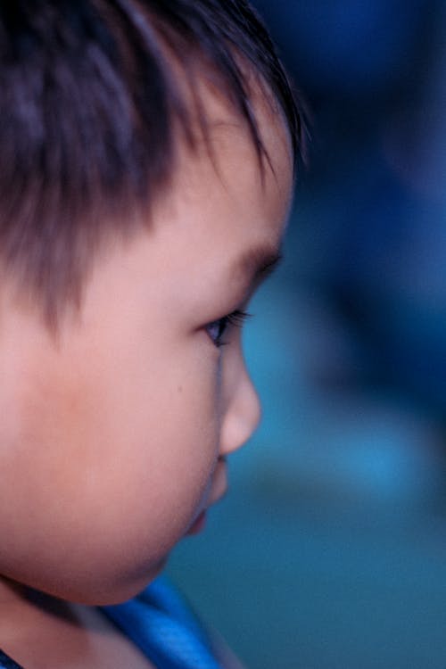 Little Boy in Close Up Photography