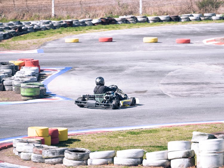 Race Driving A Go Kart On The Race Track