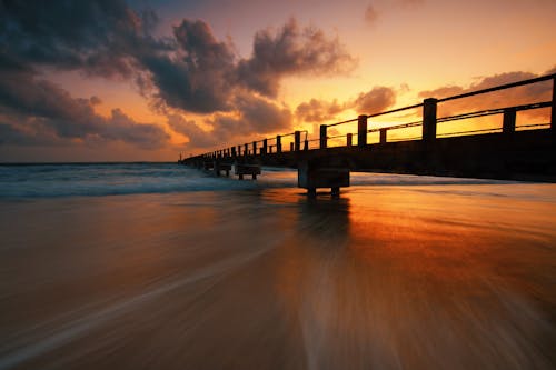 Silhouette Image Of Pier