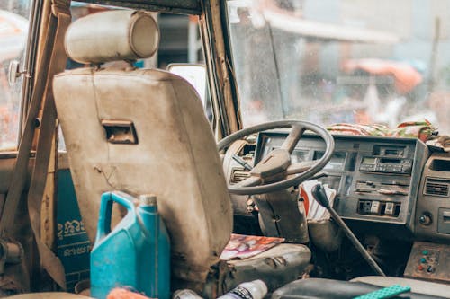 Blue Jerrycan on Car Interior