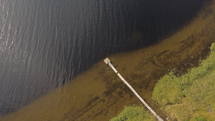 Drone Shot Of A Wooden Pier