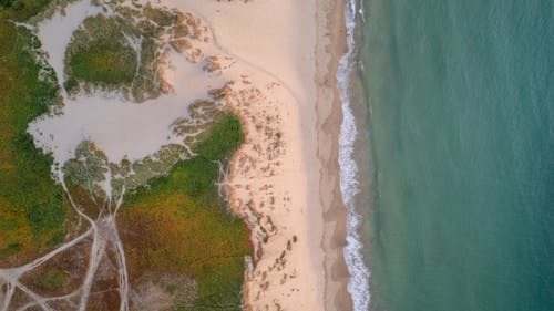 Бесплатное стоковое фото с Аэрофотосъемка, береговая линия, волны