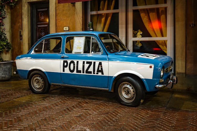 Retro Police Car On An Exhibition