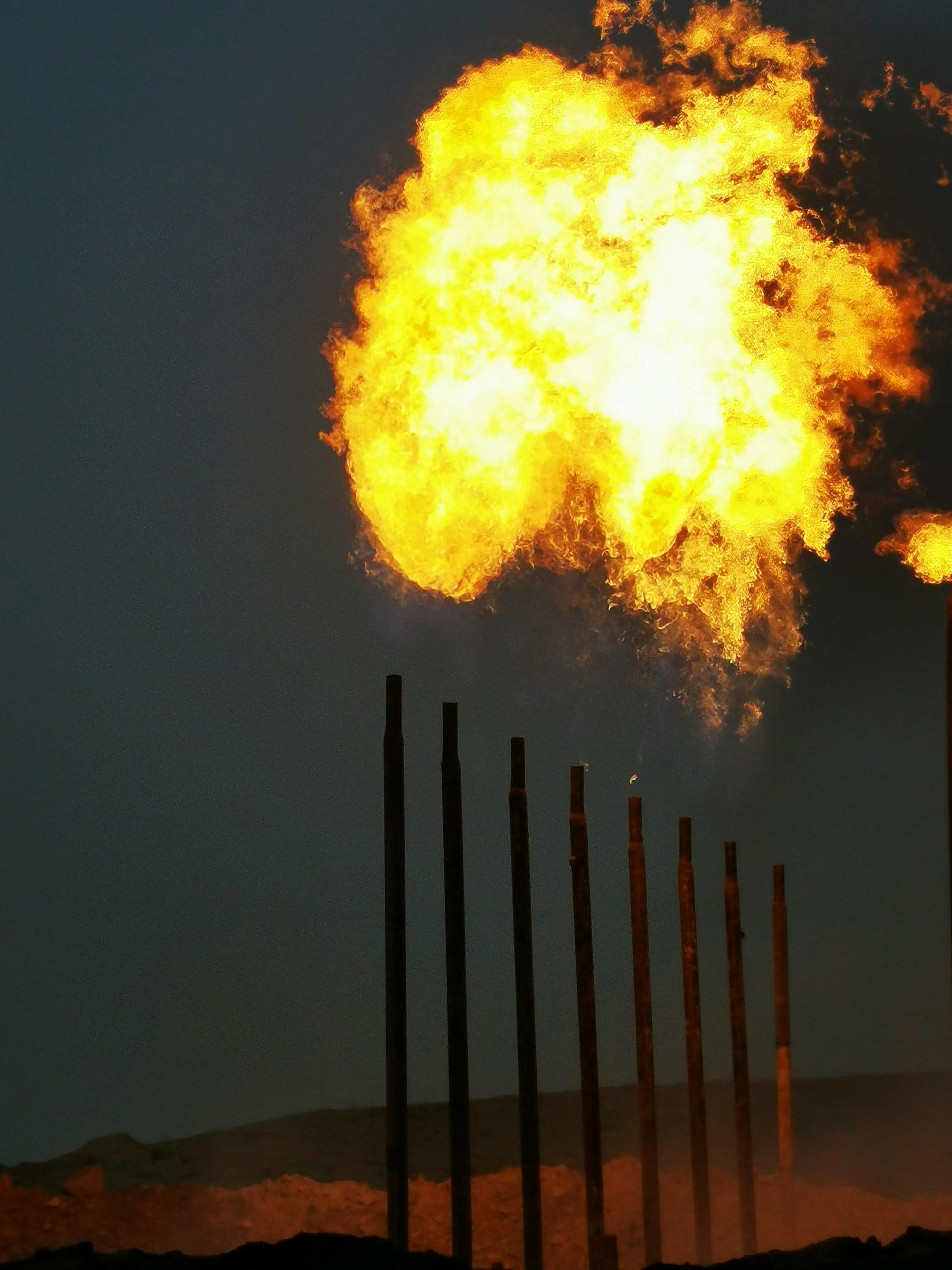 gas chimneys producing a ball of fire