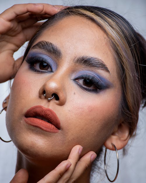Woman with Purple Eye Makeup