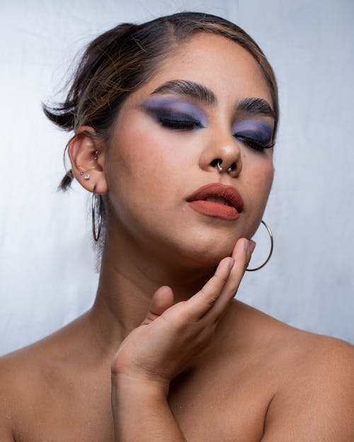 Photo of Woman with Blue Eyeshadow