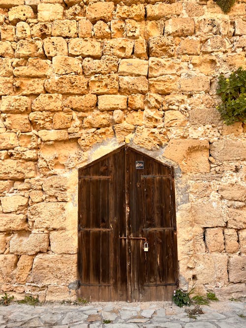 Wooden Door on Stone Wall