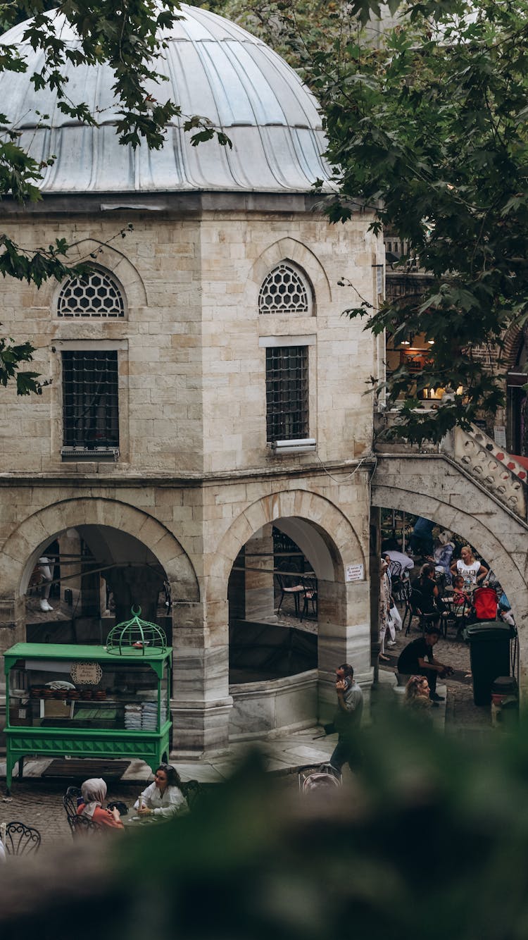 People Dining Al Fresco Near Koza Han In Turkey