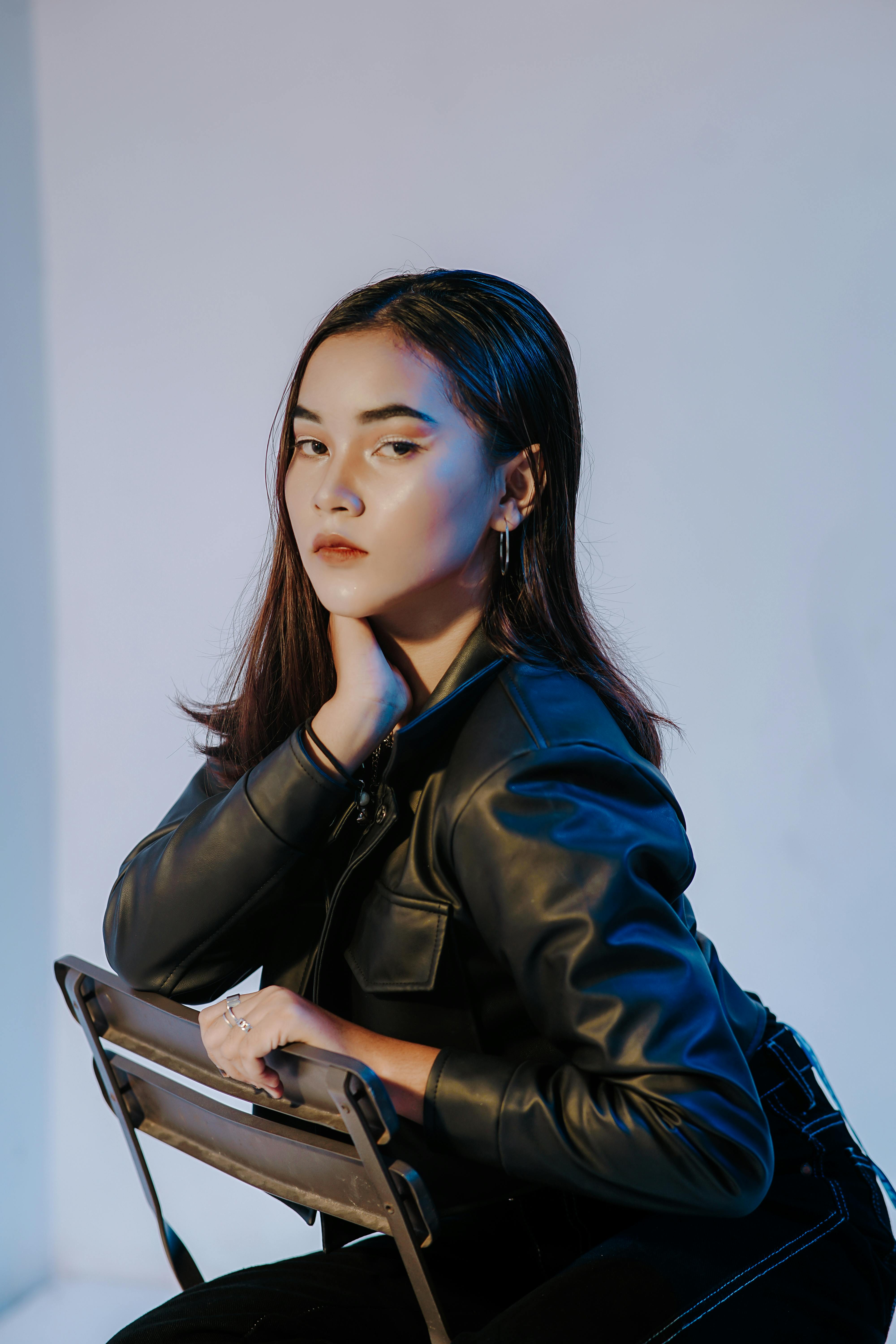 Woman Wearing Black Leather Jacket · Free Stock Photo