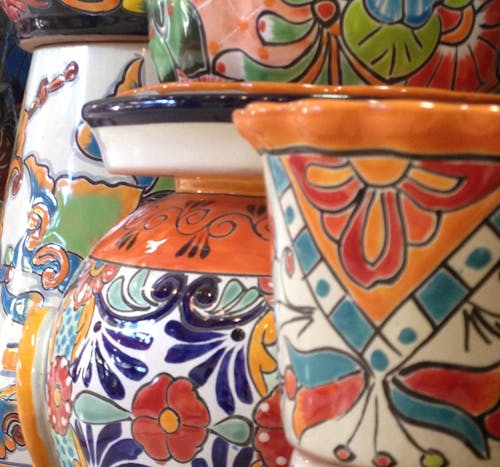 Free stock photo of color, colorful painted pottery, colorful pottery