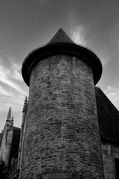 Grayscale Photo of a Tower