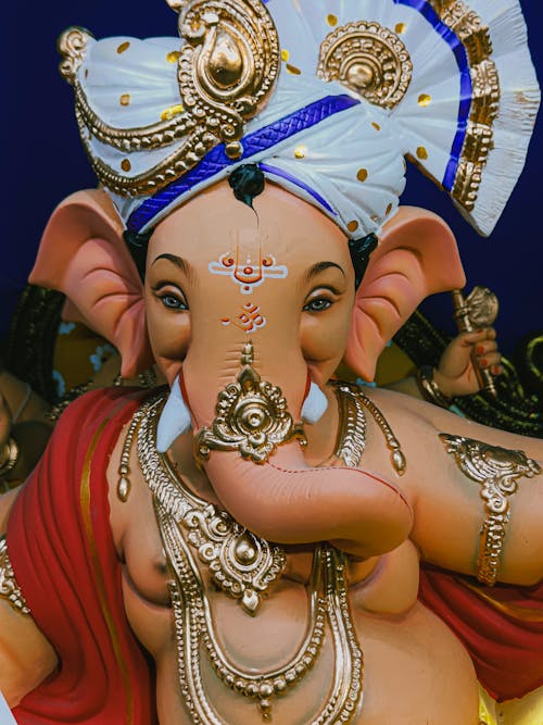 A Ganapati Statue in Close-up Shot