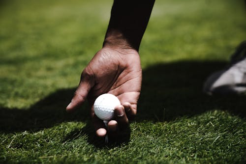 Free Person Holding Golf Ball Stock Photo