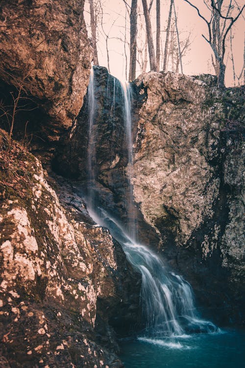 Waterfalls on Brown Rocky Mountain