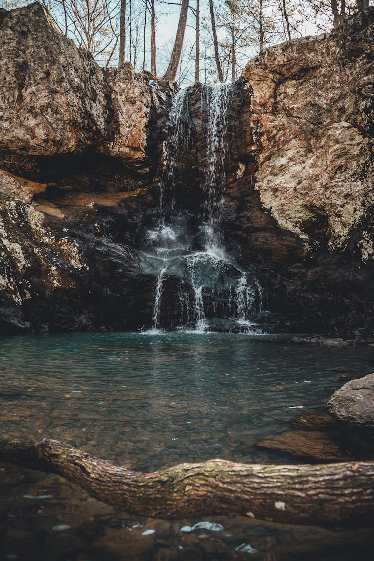 View Of A Small Waterfall In Autumn