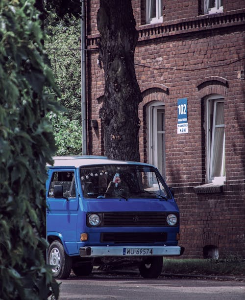 A Blue Volkswagen Type 2