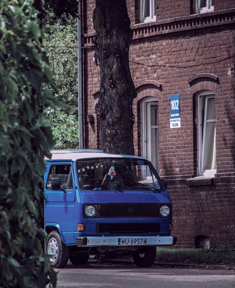 A Blue Volkswagen Type 2