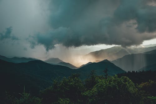 Heavy Dark Clouds over Mountains 