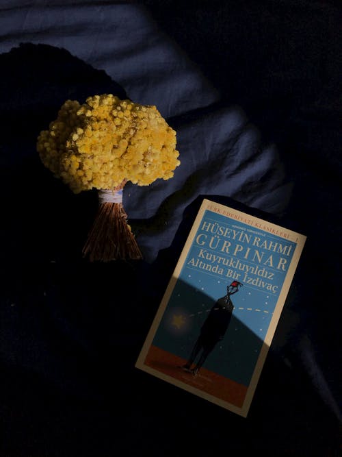 A Book Beside Yellow Flowers