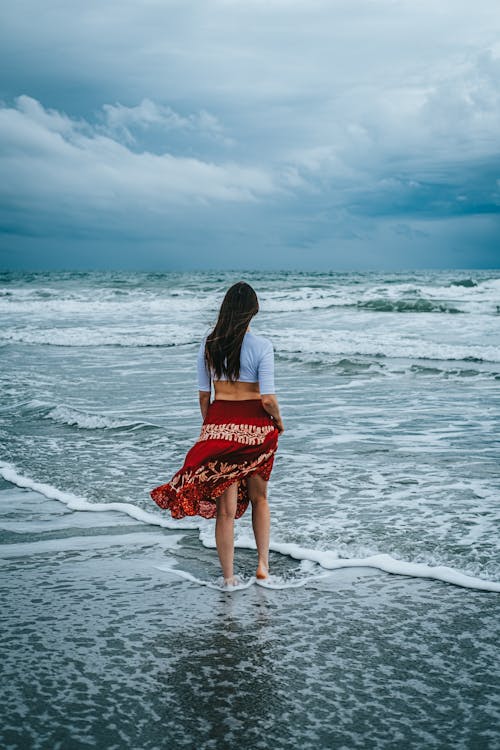 A Woman Standing on Beach