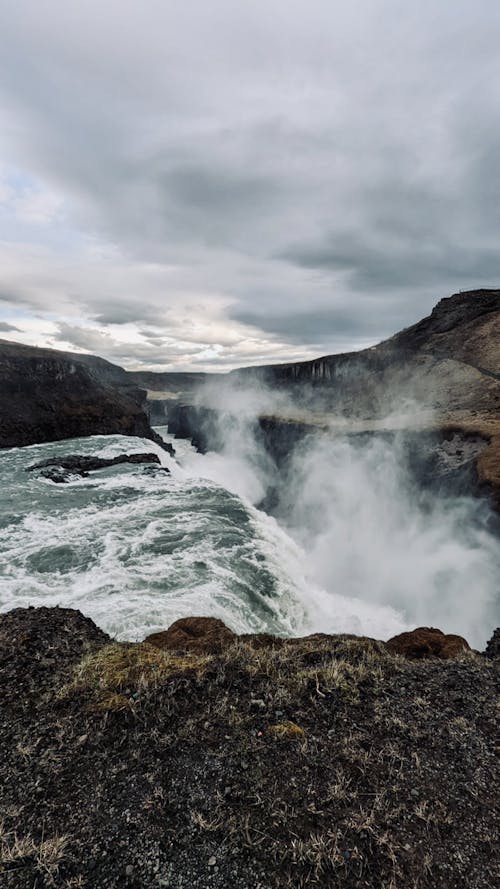 Free A Scenic Shot of Gullfoss Waterfalls Stock Photo