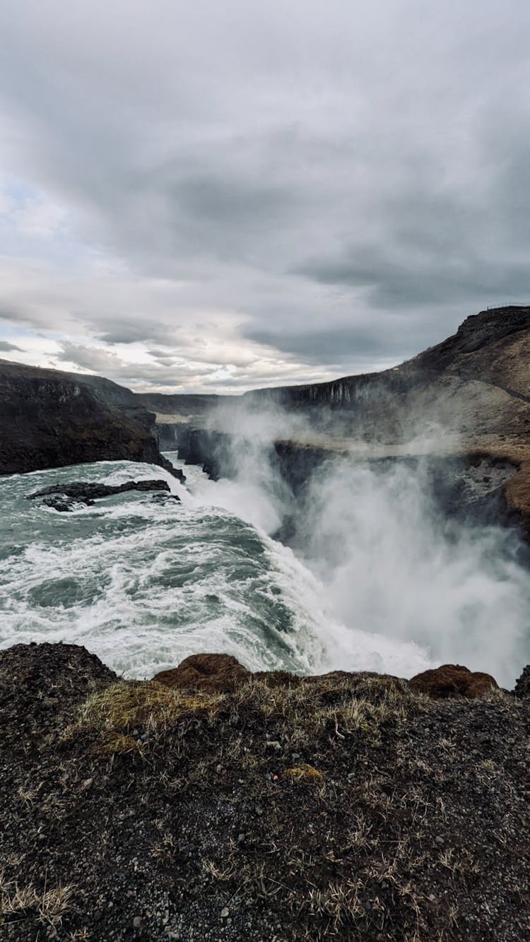 A Scenic Shot Of Gullfoss Waterfalls