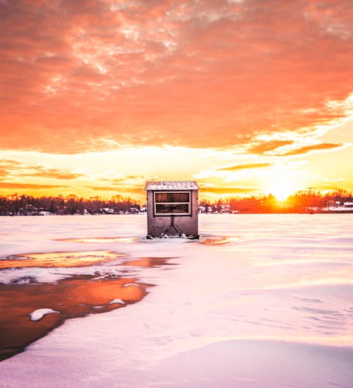 A Booth on a Glacier at Dawn