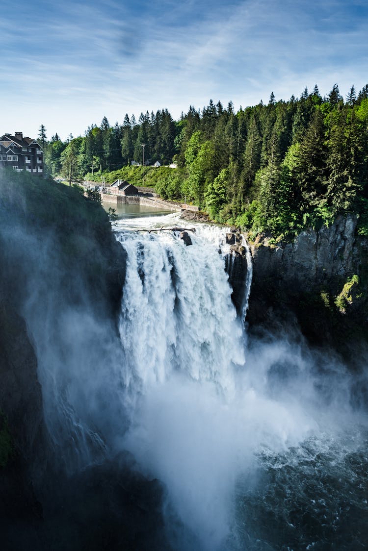 Drone Shot Of Waterfall