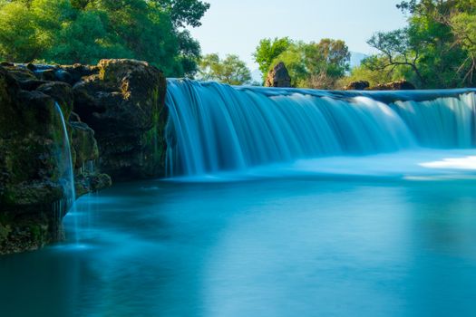Breathtaking long exposure of Manavgat waterfall, a picturesque natural wonder in Turkey.