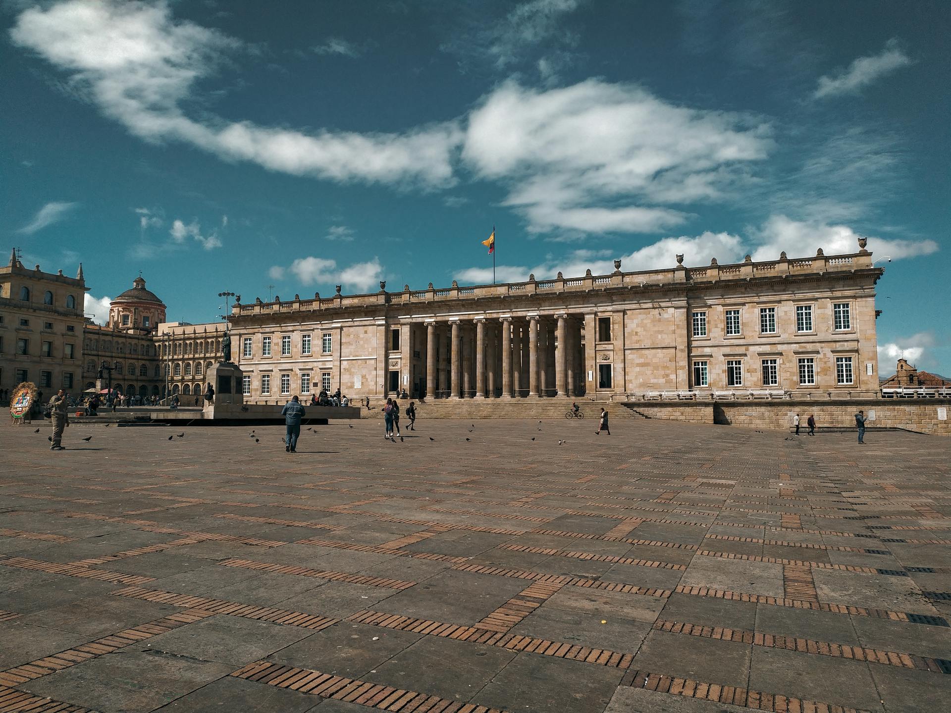 Facade of the National Capitol of Colombia in Bolivar Square, Bogota, Colombia