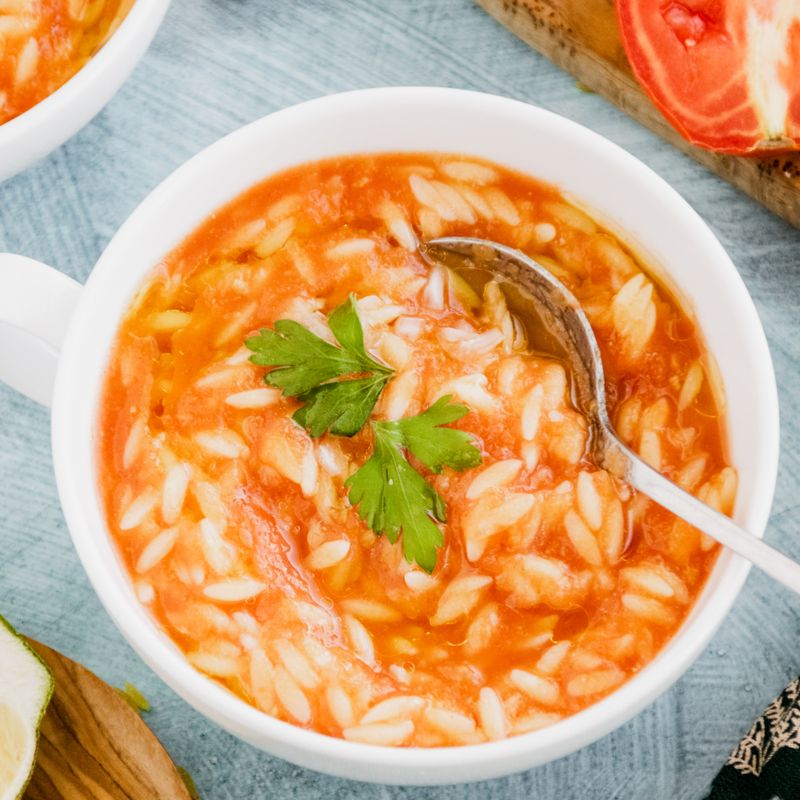 Greek Chicken Soup with Orzo, Tomato and Oregano