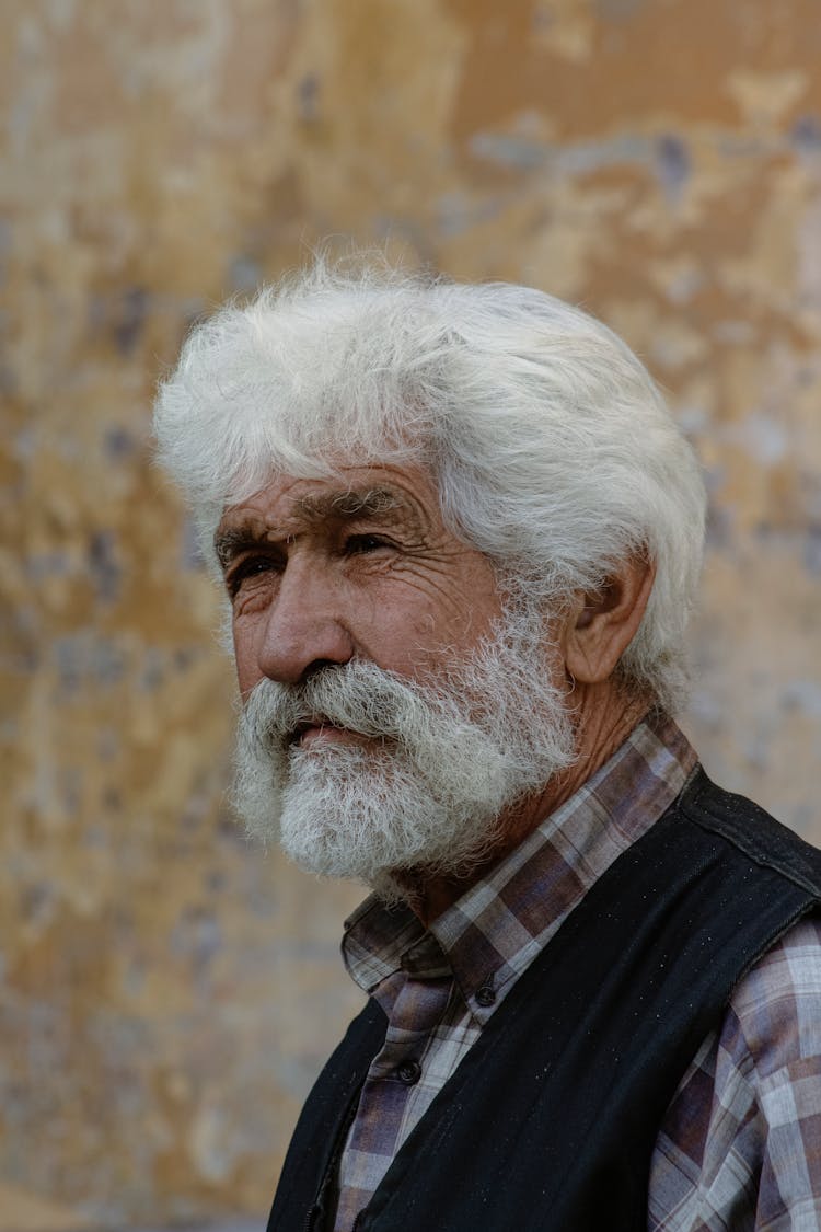 Face Of Man With Gray Hair