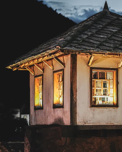 Old House with Glass Framed Windows Photo