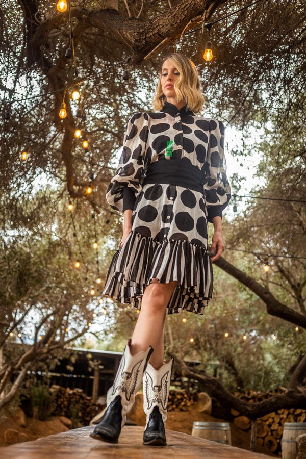 Illustrative mixer outfit with cowboy boots