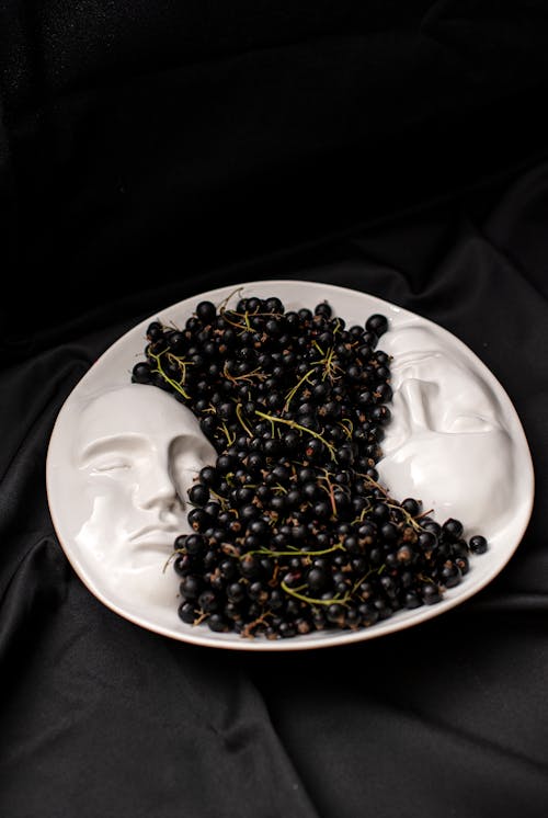 Free Black Beans on White Ceramic Plate Stock Photo