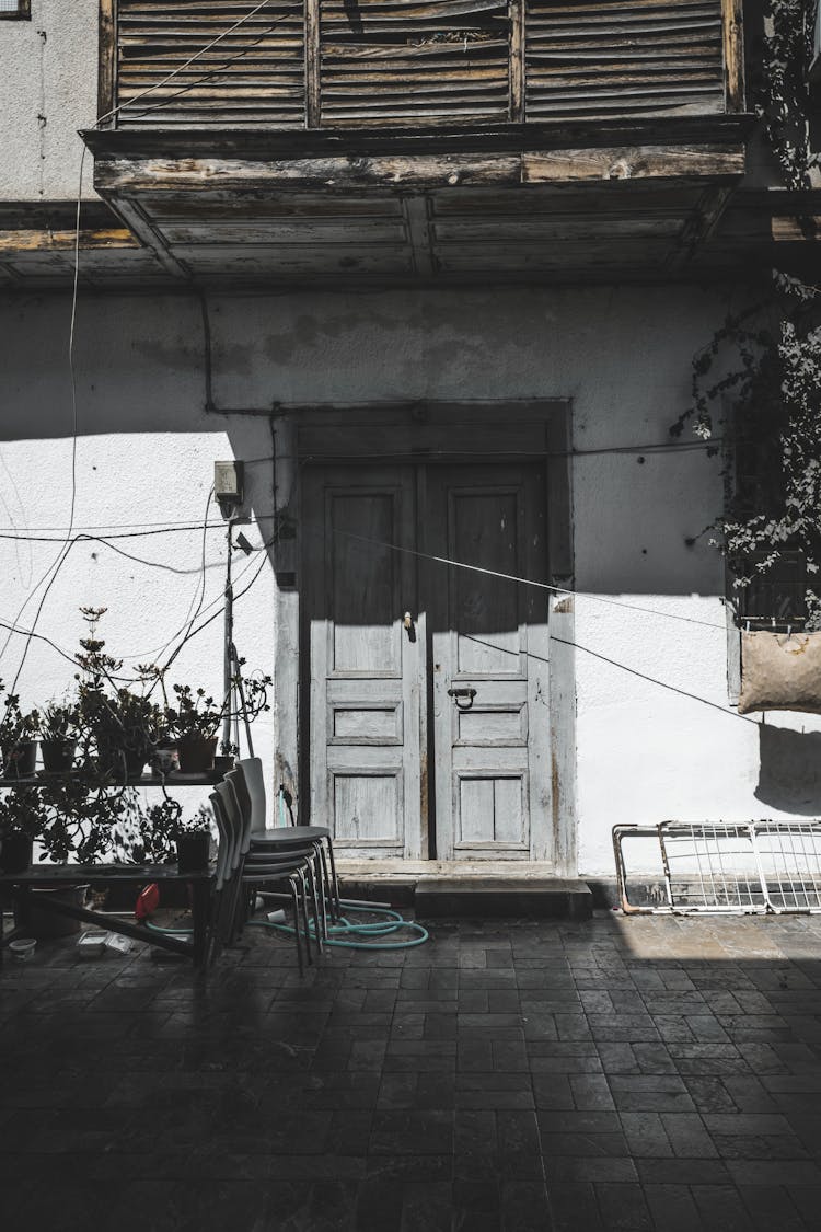 Potted Plants Outside A House