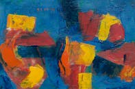 画布上充满活力的色彩和大胆的笔触构成了动态的抽象艺术