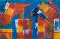 抽象绘画丰富多彩，笔触大胆，色调充满活力