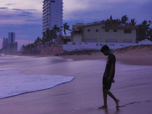 Free stock photo of kid walking in beach, purple, purple beach Stock Photo
