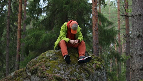 Ücretsiz adam, ağaçlar, Kaya içeren Ücretsiz stok fotoğraf Stok Fotoğraflar