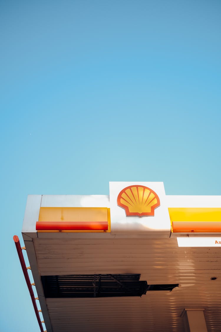 Shell Gasoline Station Under The Blue Sky