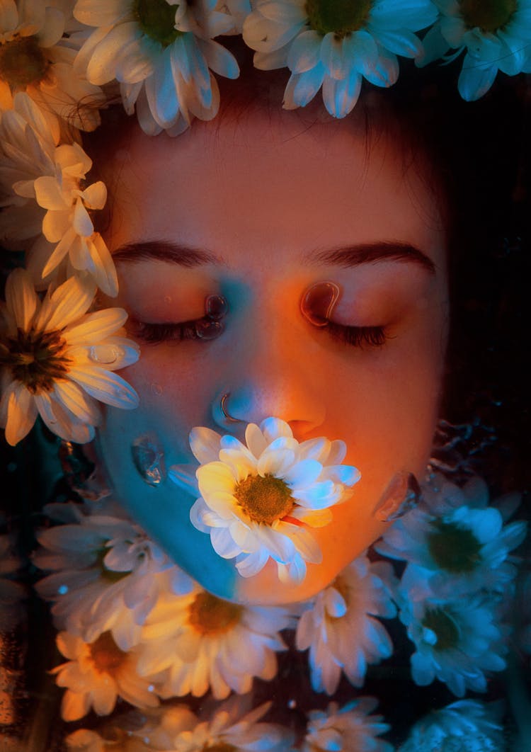 Flowers On Woman Face