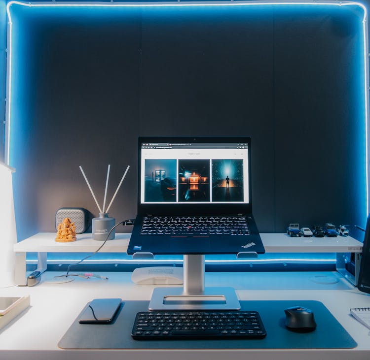 Laptop Setup On A Desk