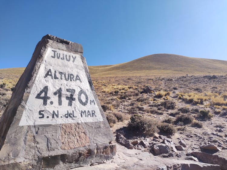 A Stone Kilometer Sign In Jujuy Province Argentina