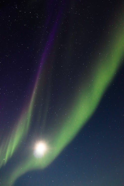 Green and Blue Light in Dark Night Sky