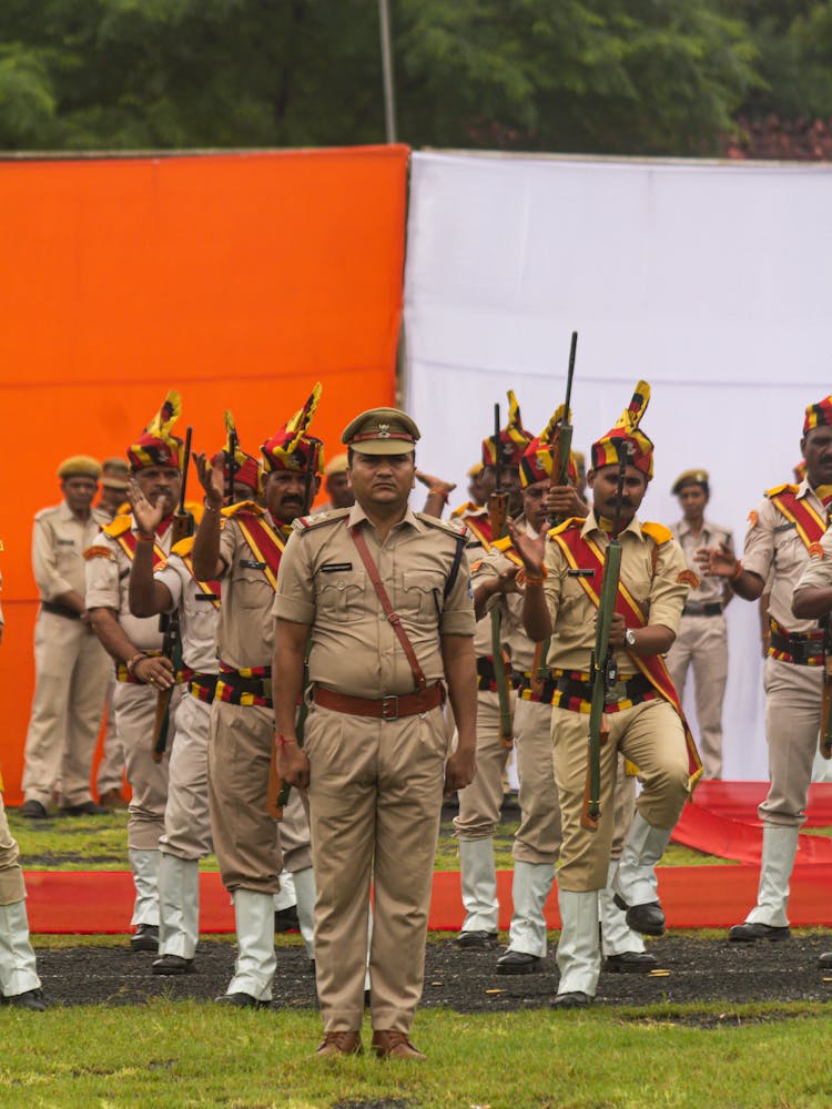 Men In Military Uniform On Parade