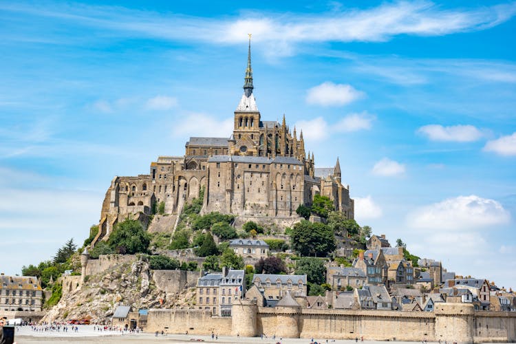 View Of The Mont Saint-Michel Abbey And Surrounding Houses